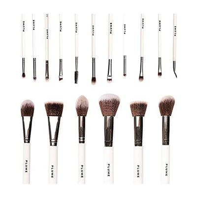 Plume Professional Makeup Brush Set Face and Eyes with Marbelicious Makeup Bag 16's - Face Brush