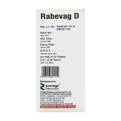 RABEVAG D Tablet 10's - Ulcer/Reflux/Flatulence-Aaa