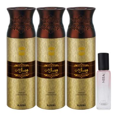 Ajmal 3 Wisal Dahab Deo & Neea EDP Pack of 4 20 ml - Women Perfumes (Edt/Edp)
