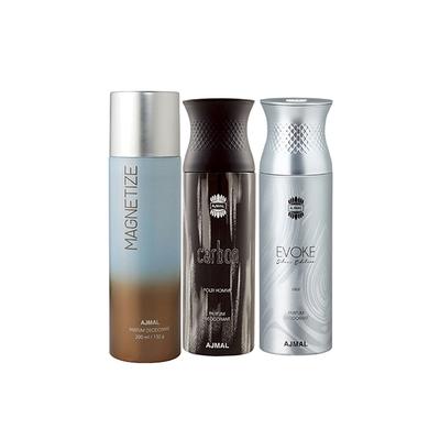 Ajmal 1 Magnetize 1 Ajmal Carbon And 1 Evoke Silver Edition For Him Deodorants Pack of 3 200 ml - Deodorants/Roll-Ons