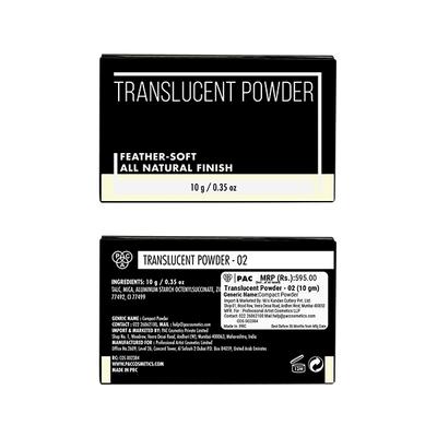 Pac Translucent Powder 02 Feather Soft All Natural Finish 10gm - Loose Powder