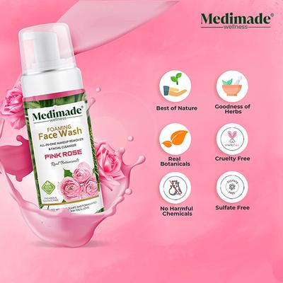 Medimade Pink Rose Face Wash 160 ml - Face Wash & Cleansers