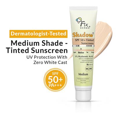 Fixderma Shadow Tinted Sunscreen Medium SPF 50 PA+++ - UVA & UVB Protection, All Skin Types 30 gm - Face Sunscreen