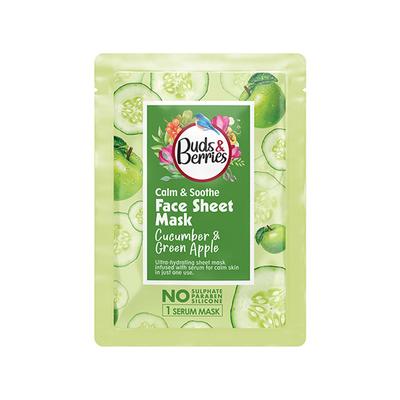 Buds & Berries Cucumber and Green Apple Sheet Mask Pouch 25 gm - Sheet Masks