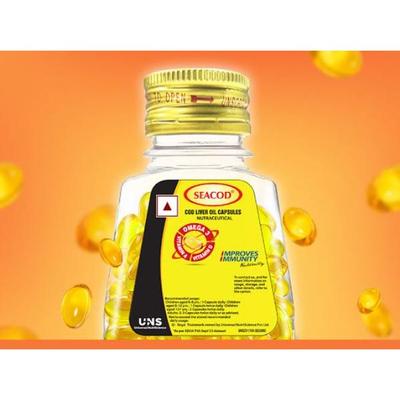 Seacod Cod Liver Oil Capsules 100's - Omega Fish Oil Fatty Acids
