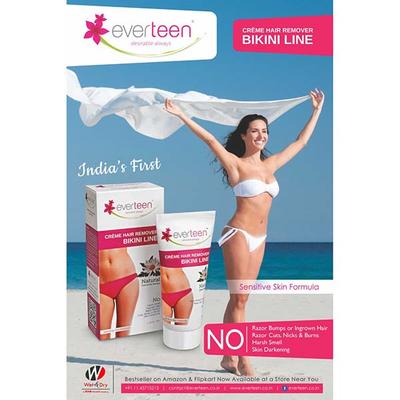 Everteen Bikini Line Hair Remover Creme - Natural Camomile Extract Sensitive Skin Formula for Women 100gm - Shaving & Hair Removal