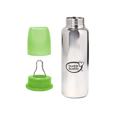 Buddsbuddy RIO Stainless Steel Regular Neck Feeding Bottle - Green 300 ml - Feeding & Nursing