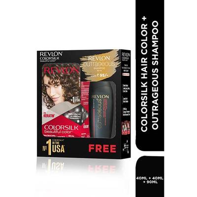 Revlon Colorsilk Hair Color with Keratin 3D Color No Ammonia- 3N Dark Brown 91.8ml + Free Outrageous Shampoo 90ml 1's - Crème