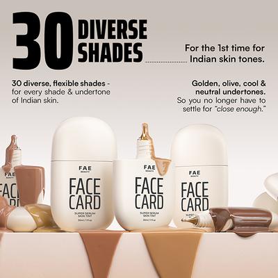 FAE Beauty Face Card Serum Skin Tint- Skin-like Foundation, Shade - 10C - Cool 30 ml - Foundation