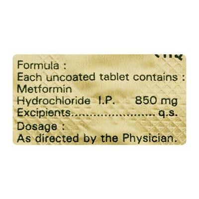 Glyciphage 850mg Tablet 10'S - Diabetes-Ant