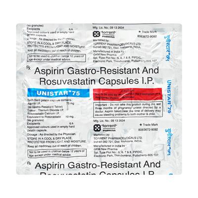 Unistar 10/75mg Capsule 15'S - High Cholesterol-Dys