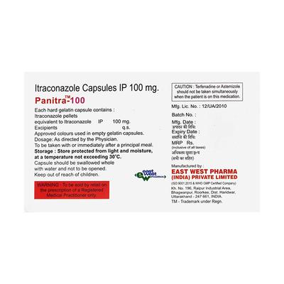 Panitra 100mg Capsule 10'S - Fungal Infections-Anf