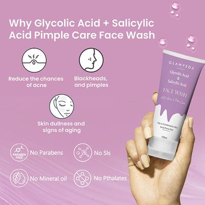 Glamveda Glycolic Acid & Salicylic Acid Anti Acne Face WashFor Anti Acne & Pore Care 100 ml - Face Wash & Cleansers