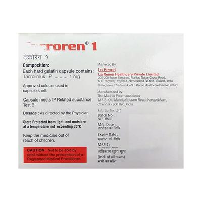 TACROREN 1 Capsule 15's - Auto Immune Disease-Imm