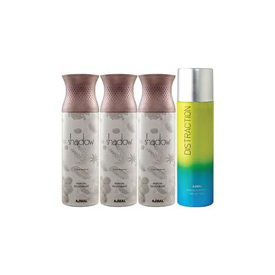 Ajmal 3 Shadow Him And 1 Distraction Deodorants Pack of 4 200 ml - Deodorants/Roll-Ons
