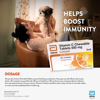 LIMCEE ORANGE FLAVOUR 500mg Chewable Tablet 15's - Supplements-Vic