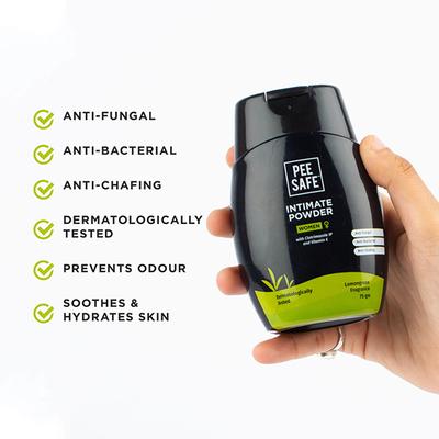 PeeSafe Intimate Powder For Women With Clotrimazole IP And Vitamin E Lemongrass Fragrance 75gm - Intimate Care