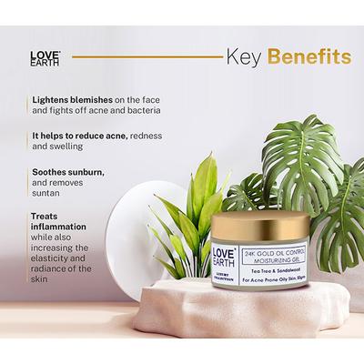 Love Earth 24K Gold Oil Control Moisturizing Gel With Aloe Vera & Sandalwood Extract 50 gm - Face Moisturizers