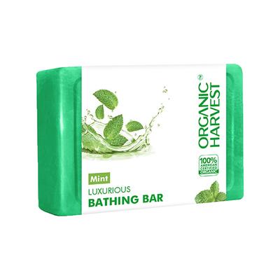 Organic Harvest Luxurious Bathing Bar - Mint, Mint Soap Bar for Gentle Cleansing, Mint Soap Bar 125 gm - Soaps