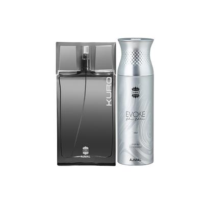 Ajmal Kuro EDP Aromatic Spicy Perfume And Evoke Silver Edition Him Deodorant Spicy Floral Fragrance 290 ml - Men Perfumes (Edt/Edp)