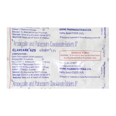 CLAVCARE 625mg Tablet 10's - Bacterial Infections-Pen