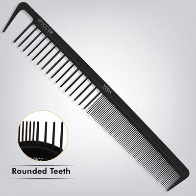 Vega Professional Wide Cutting Comb (Carbon Anti-Static Black Line Hair Comb) (VPVCC-08) 1's - Hair Combs