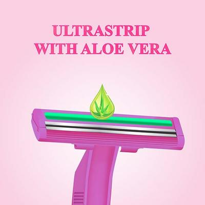 Vi-John Feather Touch Twin Blade Shaving Razors with Lubricating Aloe Vera Strip for Women 5's - Hair Removal Cream