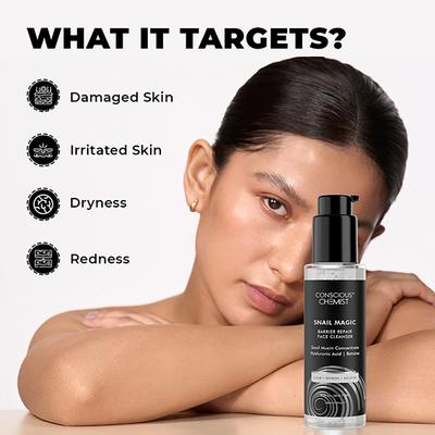 Conscious Chemist Snail Magic Mucin Repair Low Ph Gel Cleanser With Korean Snail Mucin Concentrate 100ml - Face Wash & Cleansers