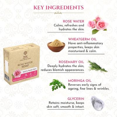 Khadi Essentials Rose Water Herbal Handmade Soap for Soft & Toned Skin 300 gm - Body Butter