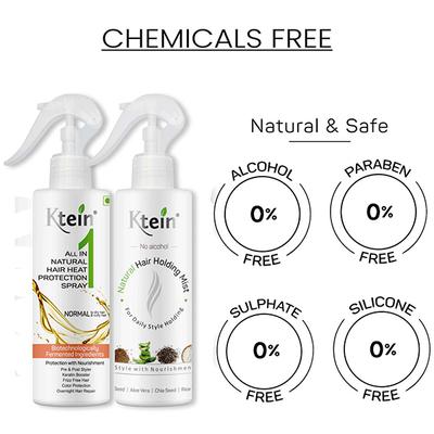 Ktein All in 1 Natural Hair Heat Protection Spray with Argan Oil Vitamin E Pro Vitamin B3 and Holding Spray 1's - Hair Sprays & Mists