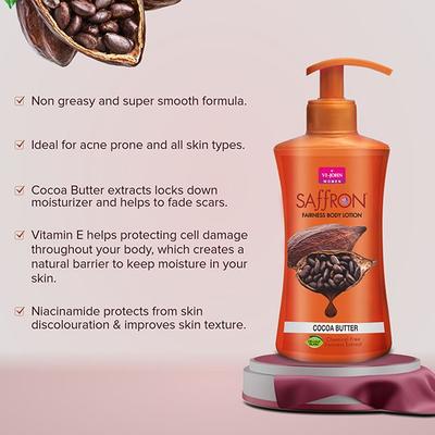 VI-John Saffron Cocoa Butter Fairnes Body Lotion for Women 250ml each 2's - Lotions & Creams