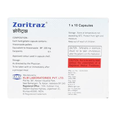 ZORITRAZ 100mg Capsule 10's - Fungal Infections-Anf