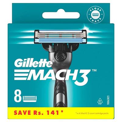 Gillette Mach3 Shaving 3-Bladed Cartridges 8's - Razors & Cartridges