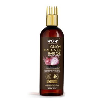 Wow Life Science Onion Black Seed Hair Oil with Comb 100 ml - Hair Oils