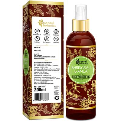 Oriental Botanics Bhringraj & Amla Cold pressed Oil 200 ml - Massage Oils
