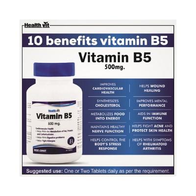 Healthvit Vitamin B5 (Calcium Pantothenate) 500mg-Capsules 60's - Multi-Vitamins