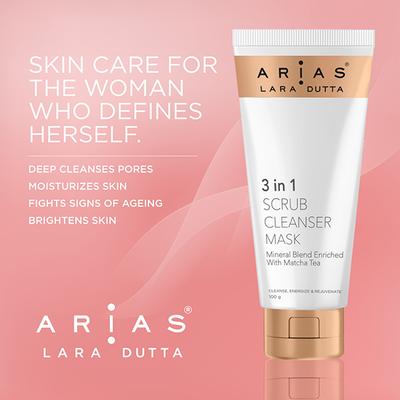 Arias by Lara Dutta 3 In 1 Scrub Cleanser Mask 100 gm - Scrubs & Exfoliants