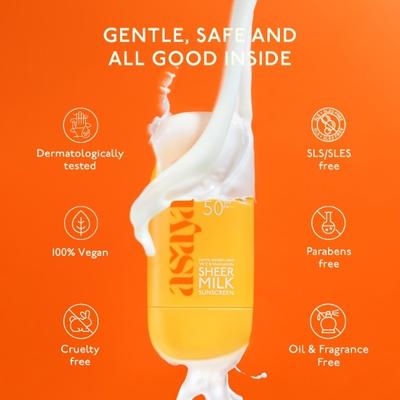 Asaya Sheer Milk Fluid Sunscreen SPF 50 PA++++ 50 ml - Face Sunscreen