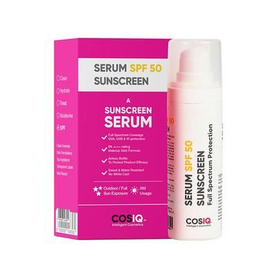 Cos-IQ Outdoor Sunscreen Serum SPF 50 PA triple plus Broad Spectrum UVA UVB and IR Protection Zero White 30 ml - Face Sunscreen