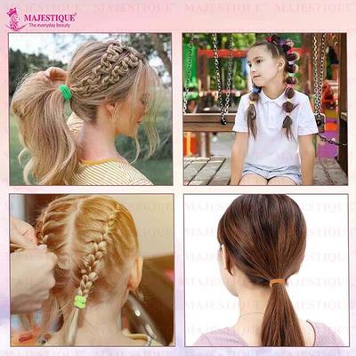 Majestique Cotton Stretchable Hair Ties, Ponytail Holder Rubber Band For Women - Multicolor 20's - Hair Clips/Bands