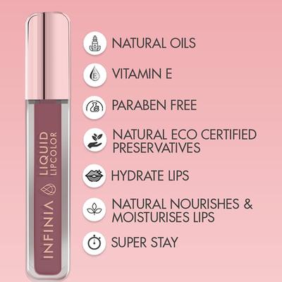 Infinia Liquid Lip Color Liquid Lipstick M 04 Long Lasting and Waterproof 5 ml - Liquid Lipsticks