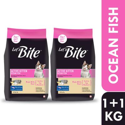 Let's Bite Active Kitten Dry Cat Food 1kg (Buy 1 Get 1 Free) 1's - Petfood