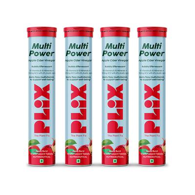 Plix The Plant Fix Multi Power Multivitamin + Apple Cider Vinegar Tablets, (Apple Burst) 4's - Apple Cider Vinegar - Acv