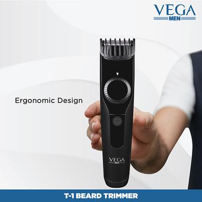 VEGA Men T1 Beard Trimmer For Men With 40 Mins Run Time, Usb Charging & 23 Length Settings (VHTH-18 Black) 1 gm - Trimmers