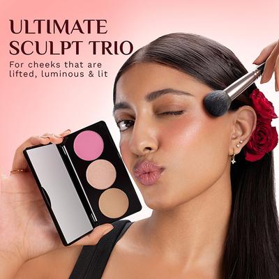 Pilgrim 3-In-1 Face Palette -Sultry Romance-Blush, Highlighter & Contour for Medium Skin Tone 12 gm - Blushes
