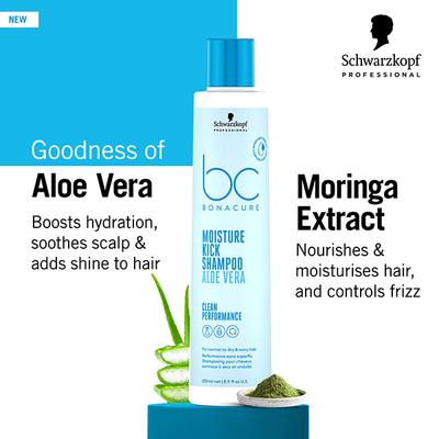 Schwarzkopf Professional Bonacure Moisture Kick Shampoo with Glycerol for Dry Hair with Vegan Keratin 250 ml - Shampoos