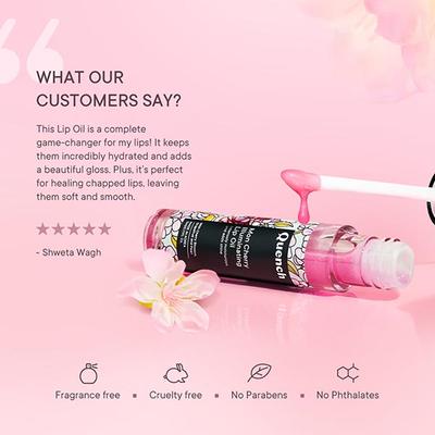 Quench Illuminating Lip Oil with Cherry Blossom & Pearl Extracts for Shiny Hydrated Lips 5 ml - Lipsticks
