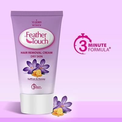 VI-John Feather Touch Hair Removal Cream Honey & Saffron Tube for Dry Skin 40 gm - Shaving Creams