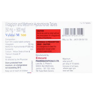 VYLDA M 500mg Tablet 10's - Diabetes-Ant