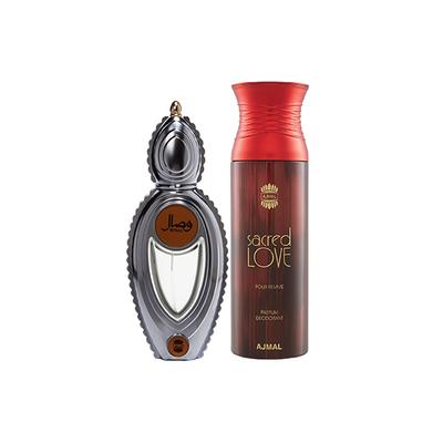 Ajmal Wisal EDP Floral Musky Perfume And Sacred Love Deodorant Floral Musky Fragrance 250 ml - Women Perfumes (Edt/Edp)